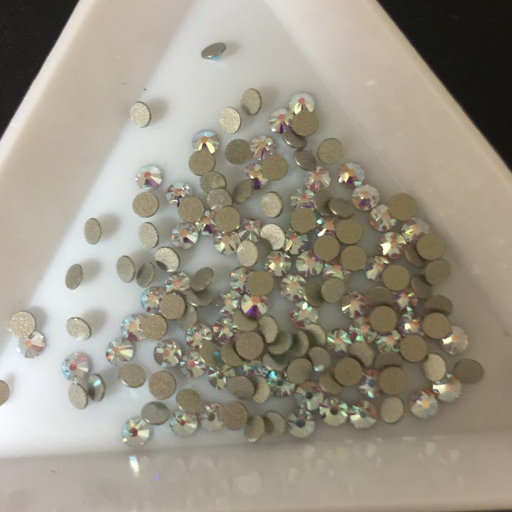 Flat back, Crystal Passions®, white opal, foil back, 2.5-2.7mm round rose  (2058), SS9. Sold per pkg of 144 (1 gross). - Fire Mountain Gems and Beads